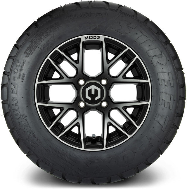 MODZ® 12" Matrix Machined Matte Black Wheels & Street Tires Combo