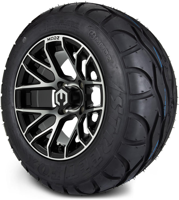 MODZ® 12" Matrix Machined Matte Black Wheels & Street Tires Combo