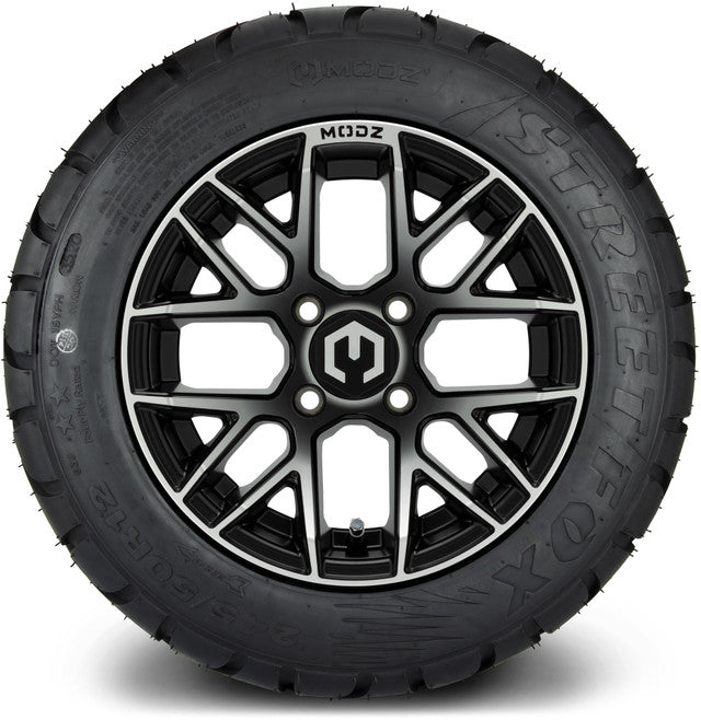MODZ® 12" Matrix Machined Matte Black Wheels & Street Tires Combo