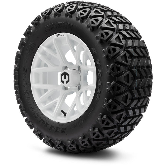MODZ® 12" Matrix Glossy White Wheels & Off-Road Tires Combo