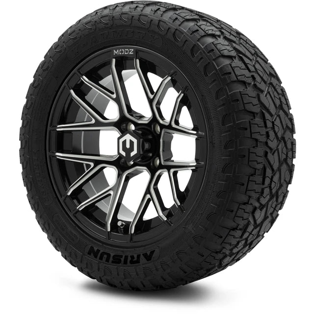 MODZ 14" Matrix Glossy Black Ball Mill Wheels & Off-Road Tires Combo