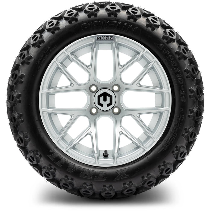 MODZ 14" Matrix Silver Wheels & Off-Road Tires Combo