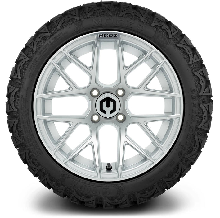 MODZ 14" Matrix Silver Wheels & Off-Road Tires Combo
