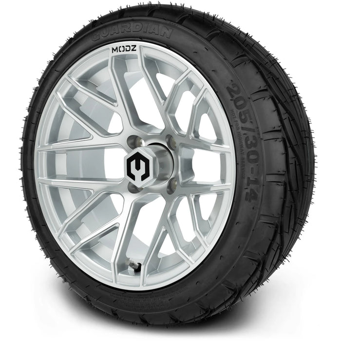 MODZ 14" Matrix Silver Wheels & Street Tires Combo