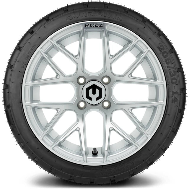 MODZ 14" Matrix Silver Wheels & Street Tires Combo