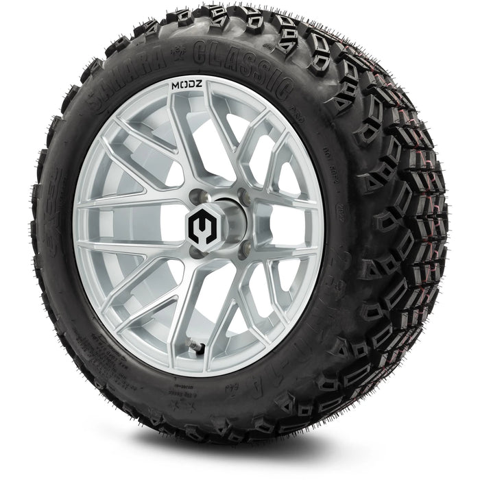 MODZ 14" Matrix Silver Wheels & Off-Road Tires Combo