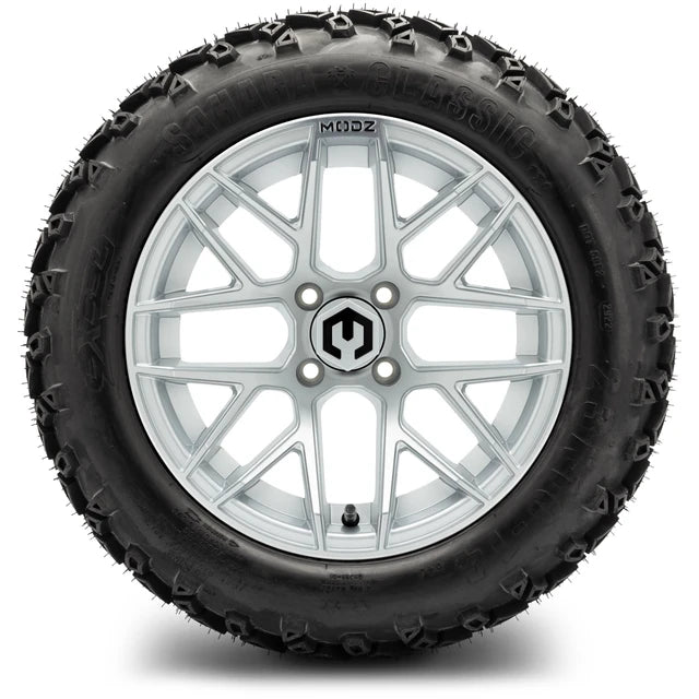 MODZ 14" Matrix Silver Wheels & Off-Road Tires Combo