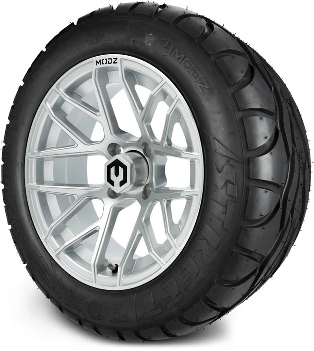 MODZ 14" Matrix Silver Wheels & Street Tires Combo