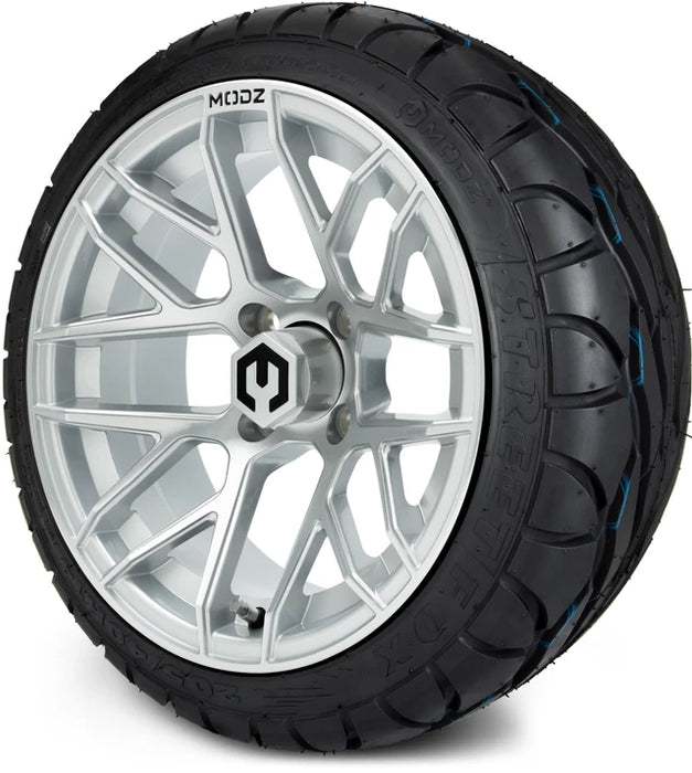 MODZ 14" Matrix Silver Wheels & Street Tires Combo