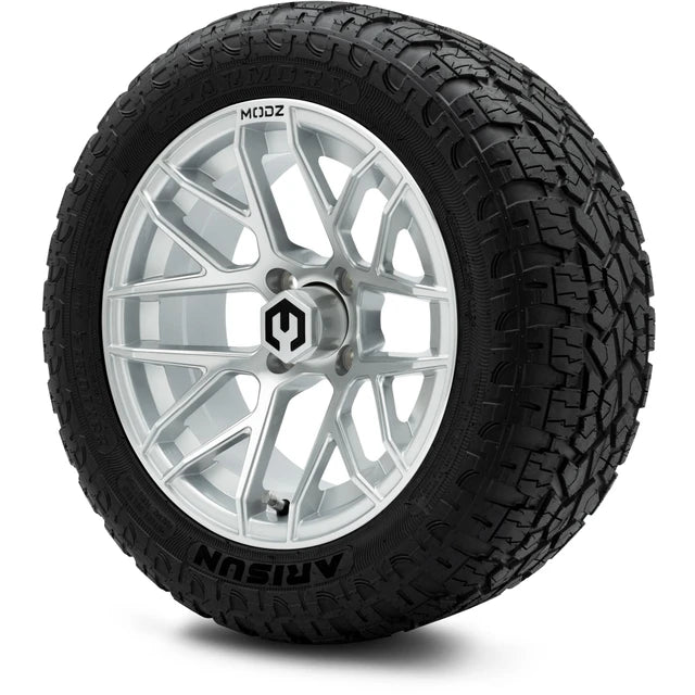 MODZ 14" Matrix Silver Wheels & Off-Road Tires Combo