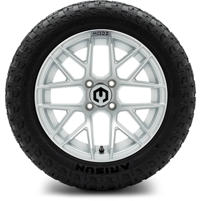 MODZ 14" Matrix Silver Wheels & Off-Road Tires Combo