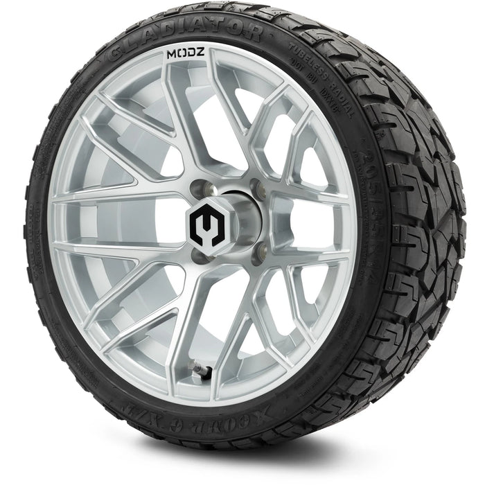 MODZ 14" Matrix Silver Wheels & Off-Road Tires Combo