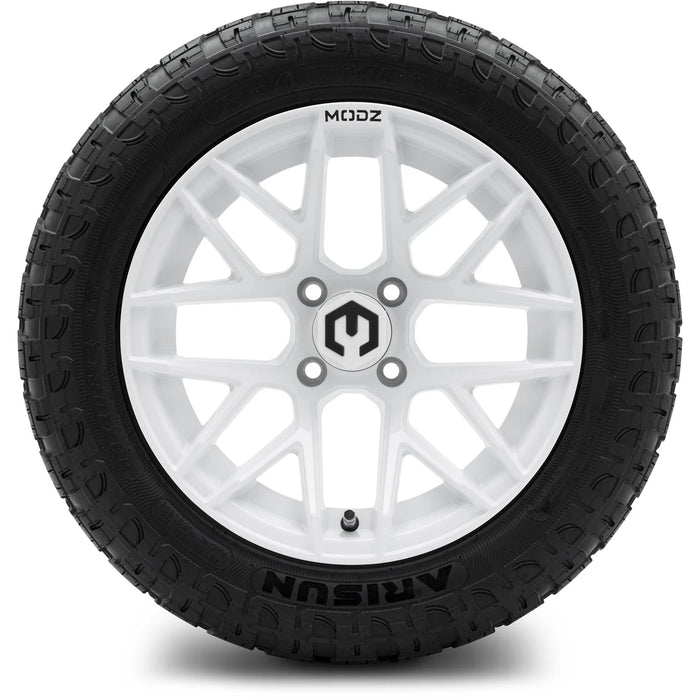 MODZ 14" Matrix Glossy White Wheels & Off-Road Tires Combo