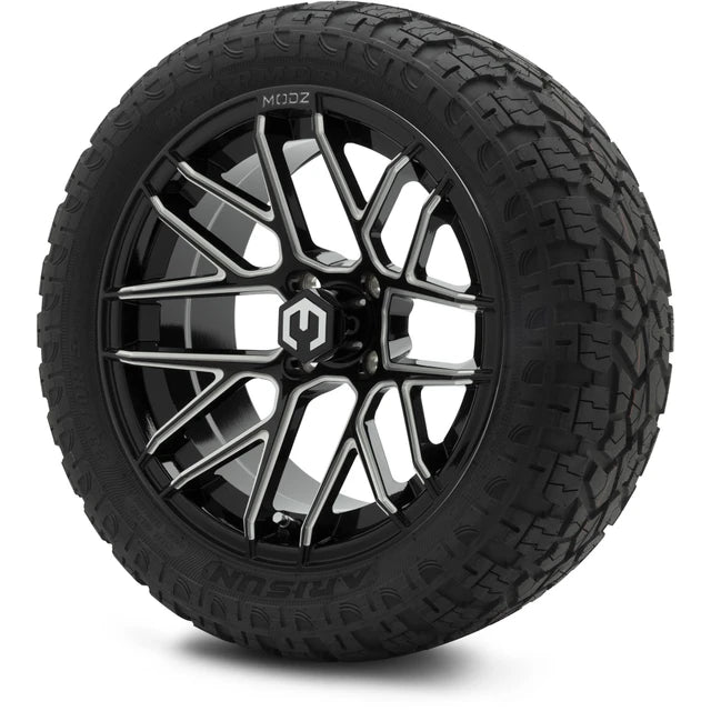 MODZ 15" Matrix Glossy Black with Ball Mill Wheels & Off-Road Tires Combo