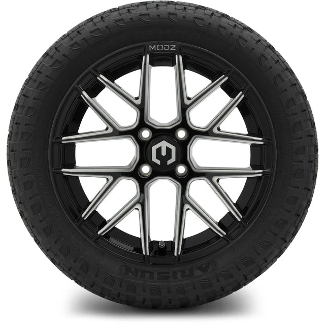 MODZ 15" Matrix Glossy Black with Ball Mill Wheels & Off-Road Tires Combo