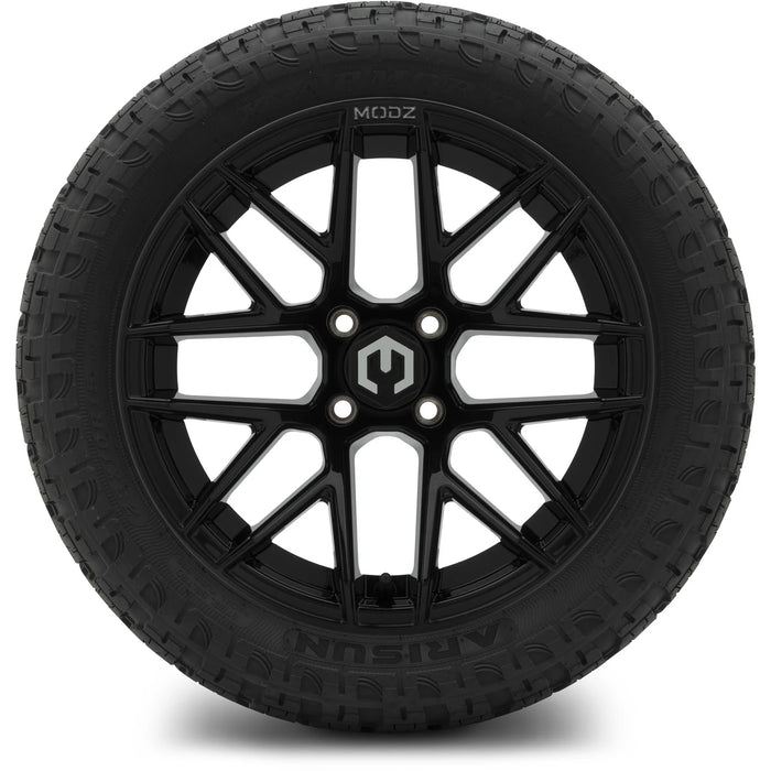 MODZ 15" Matrix Glossy Black Wheels & Off-Road Tires Combo