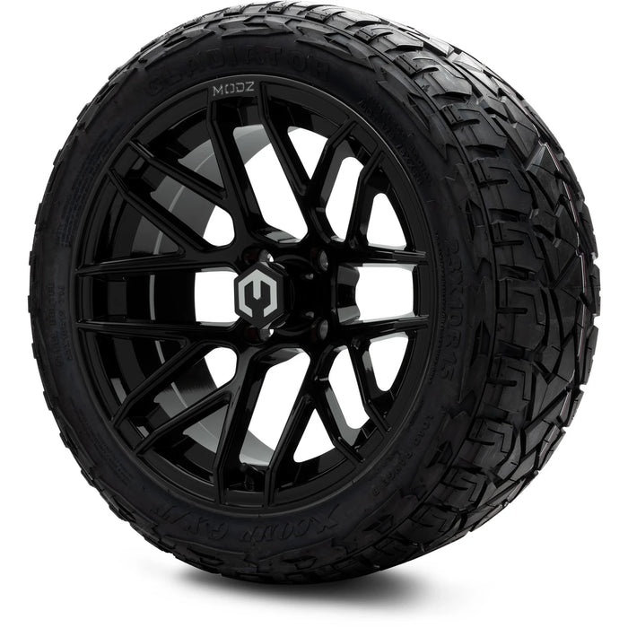 MODZ 15" Matrix Glossy Black Wheels & Off-Road Tires Combo