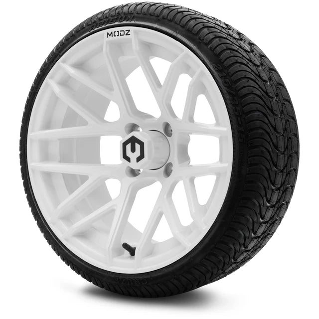 MODZ® 15' Matrix Glossy White Wheels and Street Tires Combo