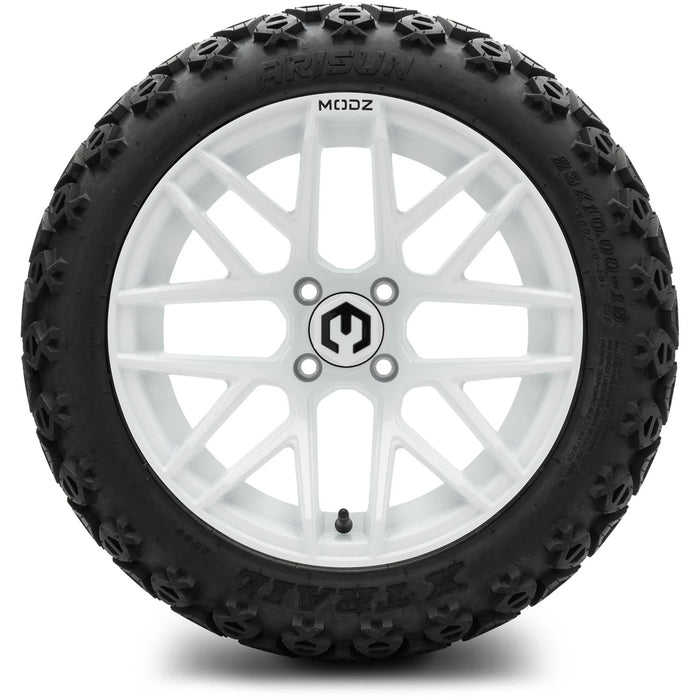 MODZ 15" Matrix Glossy White Wheels & Off-Road Tires Combo