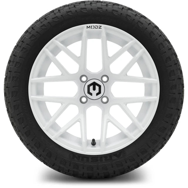 MODZ 15" Matrix Glossy White Wheels & Off-Road Tires Combo