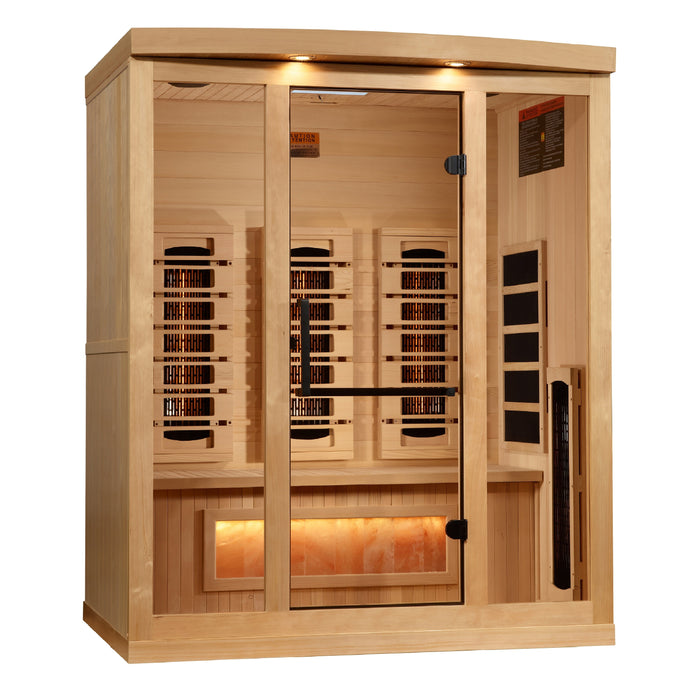 Golden Designs 2025 Model - "Reserve Edition" 3-Person Near Zero EMF FAR Full Spectrum Infrared Indoor Sauna with Himalayan Salt Bar (GDI-8030-03)