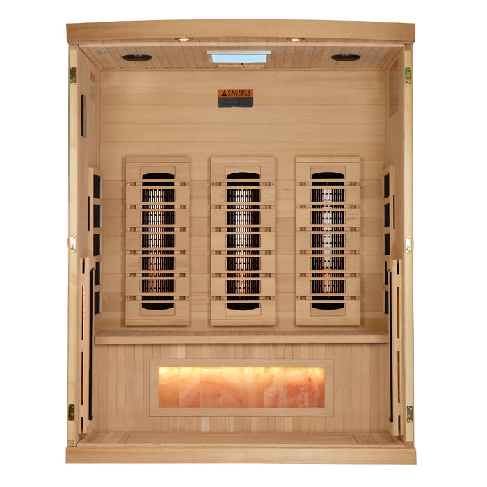 Golden Designs 2025 Model - "Reserve Edition" 3-Person Near Zero EMF FAR Full Spectrum Infrared Indoor Sauna with Himalayan Salt Bar (GDI-8030-03)