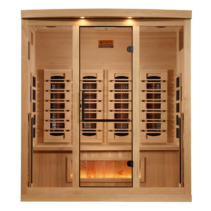 Golden Designs 2025 Model - "Reserve Edition" 4-Person Near Zero EMF FAR Full Spectrum Infrared Indoor Sauna with Himalayan Salt Bar (GDI-8040-03)