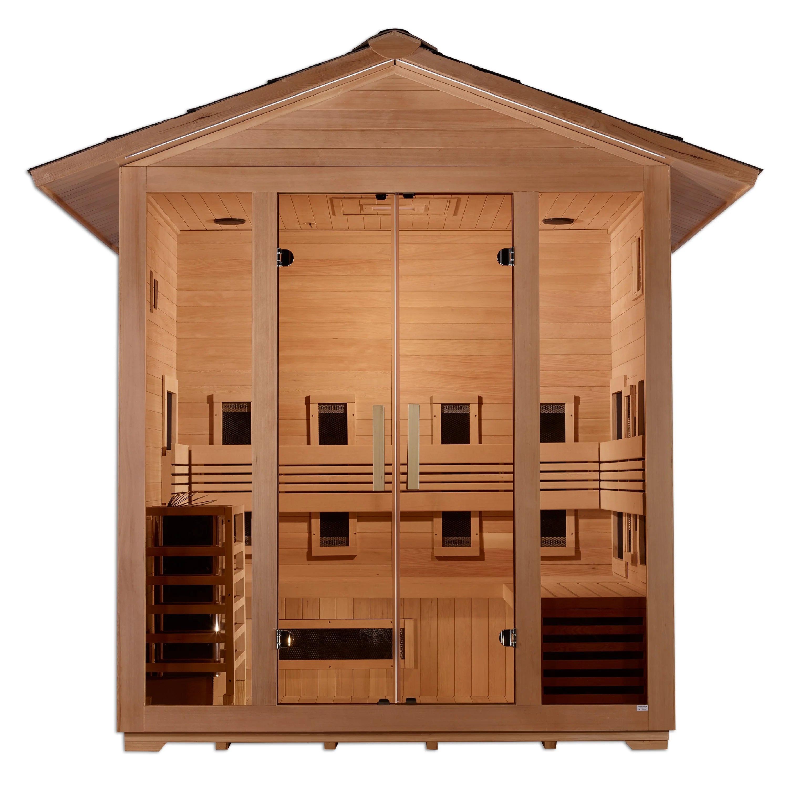 Golden Designs | Gargellen 5 Person Hybrid Outdoor Steam Sauna - Canadian Hemlock
