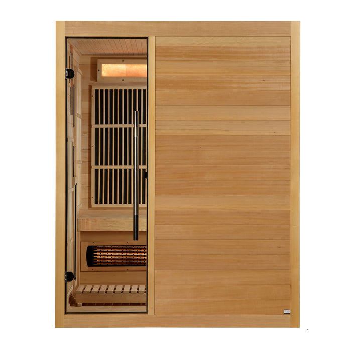 Golden Designs 2025 Model - "Soria" 3-Person Near Zero EMF Full Spectrum Hybrid Indoor Sauna with Harvia Traditional Stove (GDI-8330-01)