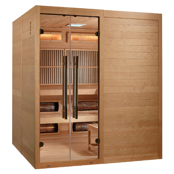 Golden Designs 2025 Model - "Toledo" 6-Person Near Zero EMF Full Spectrum Hybrid Indoor Sauna with Harvia Traditional Stove (GDI-8360-01)