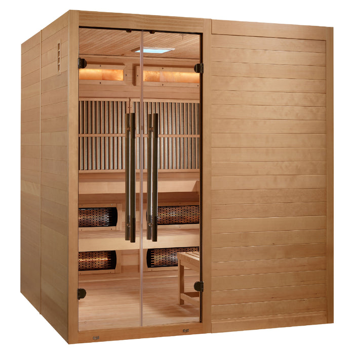 Golden Designs 2025 Model - "Toledo" 6-Person Near Zero EMF Full Spectrum Hybrid Indoor Sauna with Harvia Traditional Stove (GDI-8360-01)