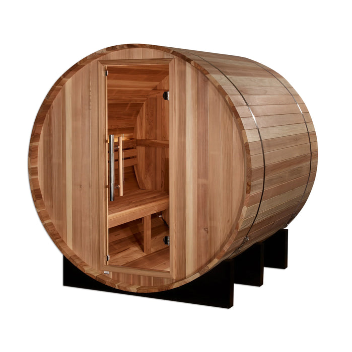 Golden Designs "St. Moritz" 2-Person Outdoor Barrel Steam Sauna in Pacific Cedar Wood (GDI-B002-01)