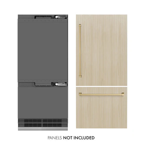 ZLINE Autograph Edition 36" 19.8 cu. ft. Built-In Bottom Freezer Refrigerator with Water Dispenser and Ice Maker with Graphite Gray Interior - Stainless Steel, White Matte, DuraSnow, and Accent Options