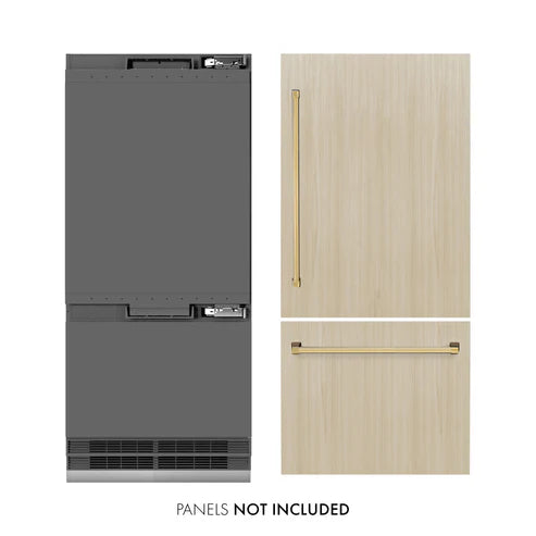 ZLINE Autograph Edition 36" 19.8 cu. ft. Built-In Bottom Freezer Refrigerator with Water Dispenser and Ice Maker with Graphite Gray Interior - Stainless Steel, White Matte, DuraSnow, and Accent Options