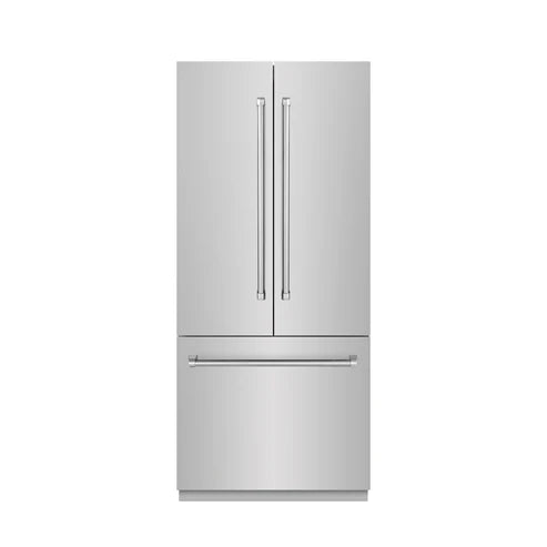 ZLINE Autograph Edition 36" 19.6 cu. ft. French Door Built-In Bottom Freezer Refrigerator with Water Dispenser and Ice Maker - Interior Color, Panel Color, and Accent Options