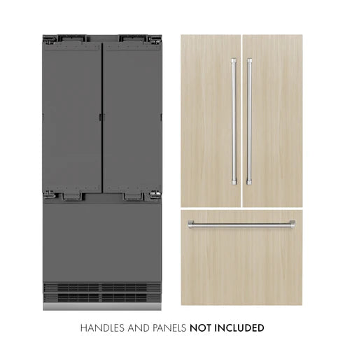 ZLINE Autograph Edition 36" 19.6 cu. ft. French Door Built-In Bottom Freezer Refrigerator with Water Dispenser and Ice Maker - Interior Color, Panel Color, and Accent Options