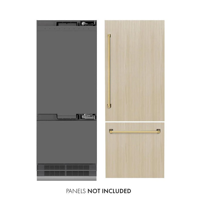 ZLINE Autograph Edition 30" 16.1 cu. ft. Panel Ready Built-In Bottom Freezer Refrigerator with Water Dispenser and Ice Maker with Graphite Gray Interior and Accent Options