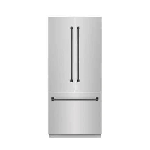 ZLINE Autograph Edition 36" 19.6 cu. ft. French Door Built-In Bottom Freezer Refrigerator with Water Dispenser and Ice Maker - Interior Color, Panel Color, and Accent Options