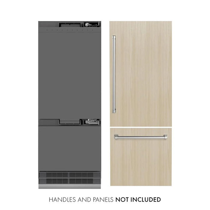 ZLINE Autograph Edition 30" 16.1 cu. ft. Panel Ready Built-In Bottom Freezer Refrigerator with Water Dispenser and Ice Maker with Graphite Gray Interior and Accent Options