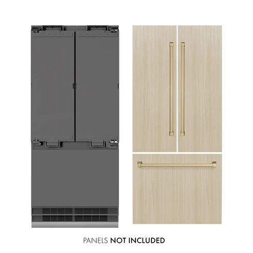 ZLINE Autograph Edition 36" 19.6 cu. ft. French Door Built-In Bottom Freezer Refrigerator with Water Dispenser and Ice Maker - Interior Color, Panel Color, and Accent Options