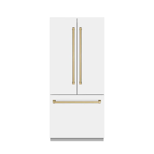 ZLINE Autograph Edition 36" 19.6 cu. ft. French Door Built-In Bottom Freezer Refrigerator with Water Dispenser and Ice Maker - Interior Color, Panel Color, and Accent Options