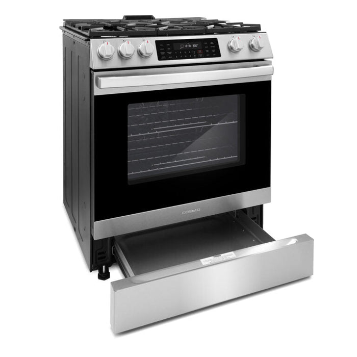 Cosmo Professional 30" 6.1 cu. ft. Slide-In Freestanding  Gas Range with 5 Sealed Gas Burners and Self Clean, Air Fry Oven in Stainless Steel (COS-GRC305KTD)