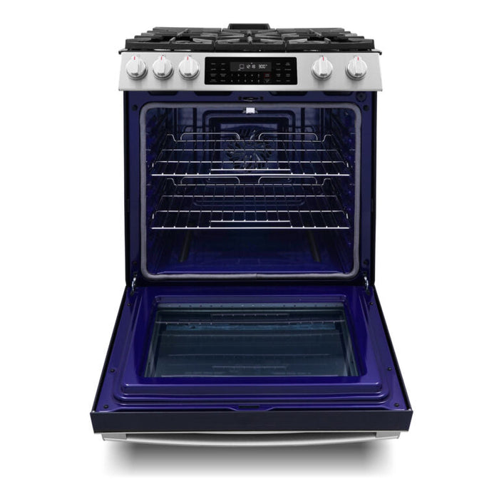 Cosmo Professional 30" 6.1 cu. ft. Slide-In Freestanding  Gas Range with 5 Sealed Gas Burners and Self Clean, Air Fry Oven in Stainless Steel (COS-GRC305KTD)