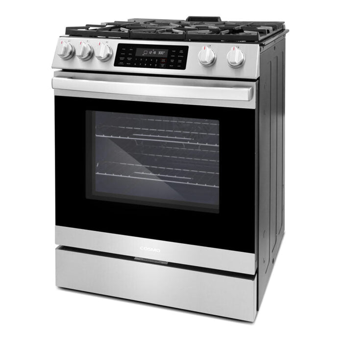 Cosmo Professional 30" 6.1 cu. ft. Slide-In Freestanding  Gas Range with 5 Sealed Gas Burners and Self Clean, Air Fry Oven in Stainless Steel (COS-GRC305KTD)