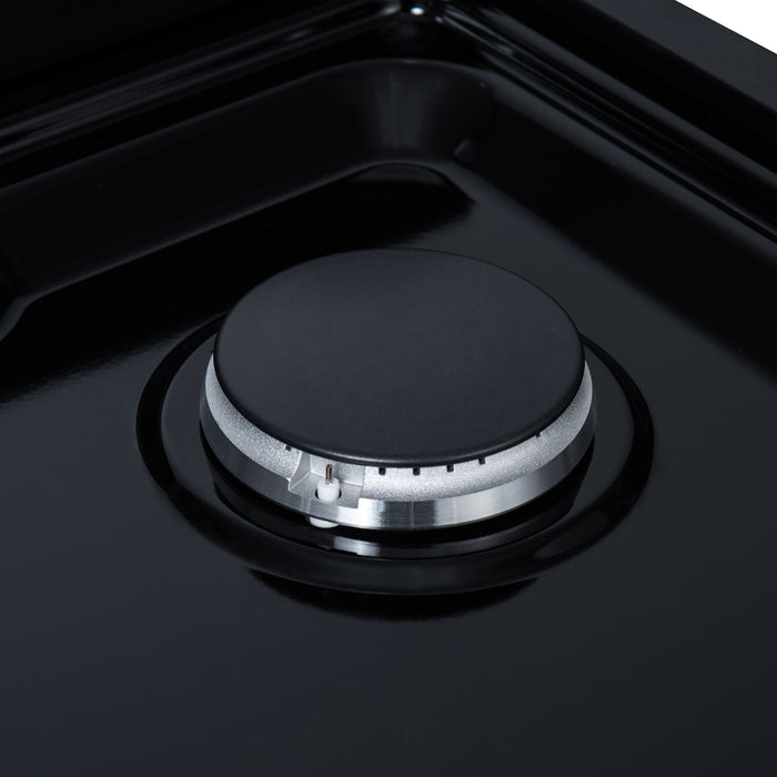 Forno Ambassador Valente 36" Gas Cooktop, 6 Sealed Burners with Dual Ring Burner, Cast Iron Grates in Black with Antique Brass Accents and Copper Rivet Trim (FCTGS5799-36CPBLK)