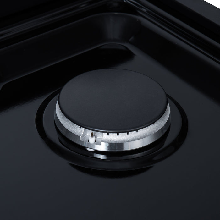 Forno Ambassador Valente 48" Gas Cooktop, 8 Sealed Burners with 2 Dual Ring Burners, Cast Iron Grates - Black or White with Antique Brass Accents and Copper Rivet Trim (FCTGS5799-48CPBLK)