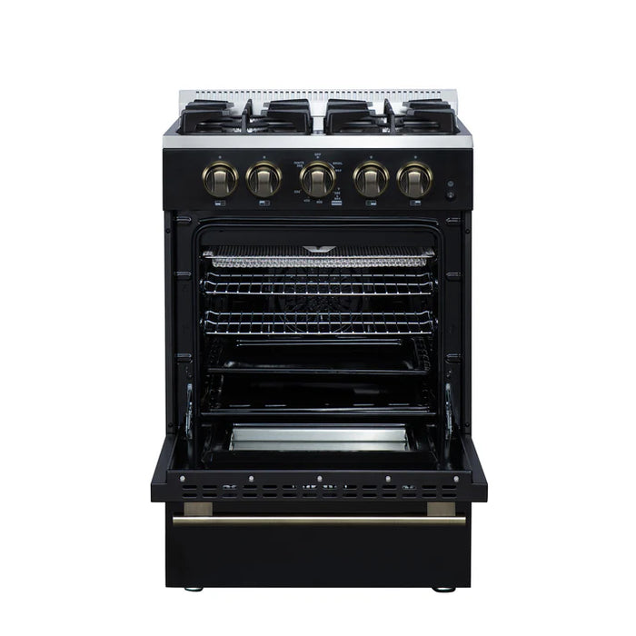 Forno Breno 24" 2.3 cu. ft. Freestanding Gas Range with 4 Sealed Burners & Air Fryer – Stainless Steel, Black, or White (FFSGS6272-24)