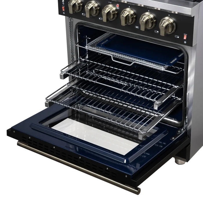 Forno Massimo 30″ 4.32 cu. ft. Freestanding Gas Range with 5 Sealed Burners, Air Fryer Kit, Wok Support & Griddle in Stainless Steel Black, White (FFSGS6239-30)