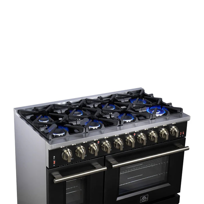 Forno Massimo 48″ 6.58 cu. ft. Freestanding Gas Range with 8 Sealed Burners, Air Fryer Kit, Wok Support & Griddle in Stainless Steel, Back or White (FFSGS6239-48)