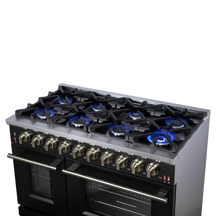 Forno Massimo 48″ 6.58 cu. ft. Freestanding Gas Range with 8 Sealed Burners, Air Fryer Kit, Wok Support & Griddle in Stainless Steel, Back or White (FFSGS6239-48)